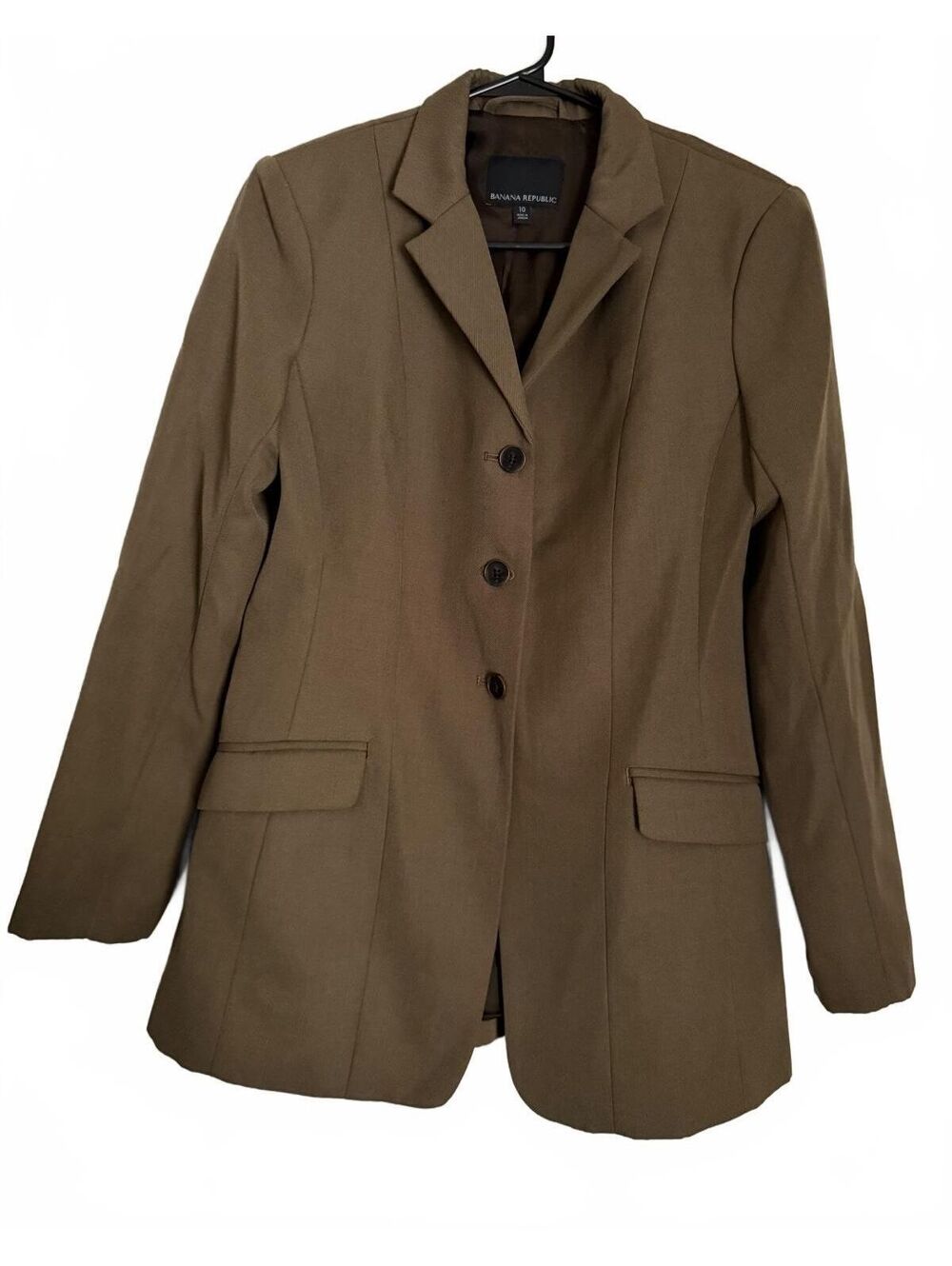 Banana Republic Women's Blazer Jacket Size 10 Olive Wool Office Preppy City Chic